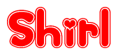   The image displays the word Shirl written in a stylized red font with hearts inside the letters. 