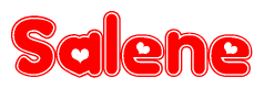 The image is a clipart featuring the word Salene written in a stylized font with a heart shape replacing inserted into the center of each letter. The color scheme of the text and hearts is red with a light outline.