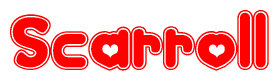The image displays the word Scarroll written in a stylized red font with hearts inside the letters.