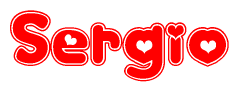 The image displays the word Sergio written in a stylized red font with hearts inside the letters.
