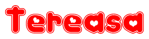 The image displays the word Tereasa written in a stylized red font with hearts inside the letters.
