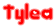 The image displays the word Tylea written in a stylized red font with hearts inside the letters.