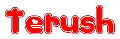 The image displays the word Terush written in a stylized red font with hearts inside the letters.