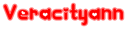 The image displays the word Veracityann written in a stylized red font with hearts inside the letters.