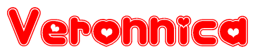 The image is a clipart featuring the word Veronnica written in a stylized font with a heart shape replacing inserted into the center of each letter. The color scheme of the text and hearts is red with a light outline.