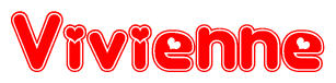 The image displays the word Vivienne written in a stylized red font with hearts inside the letters.