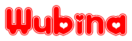 Red and White Wubina Word with Heart Design