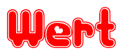The image is a clipart featuring the word Wert written in a stylized font with a heart shape replacing inserted into the center of each letter. The color scheme of the text and hearts is red with a light outline.