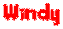 The image displays the word Windy written in a stylized red font with hearts inside the letters.