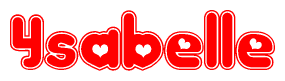 The image displays the word Ysabelle written in a stylized red font with hearts inside the letters.