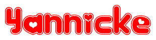 The image displays the word Yannicke written in a stylized red font with hearts inside the letters.