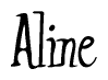 The image contains the word 'Aline' written in a cursive, stylized font.