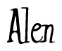 The image contains the word 'Alen' written in a cursive, stylized font.