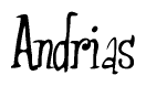 The image contains the word 'Andrias' written in a cursive, stylized font.
