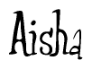 The image is a stylized text or script that reads 'Aisha' in a cursive or calligraphic font.