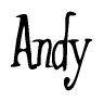 The image contains the word 'Andy' written in a cursive, stylized font.