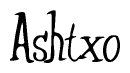 The image is a stylized text or script that reads 'Ashtxo' in a cursive or calligraphic font.