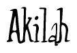 The image contains the word 'Akilah' written in a cursive, stylized font.