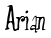 The image is a stylized text or script that reads 'Arian' in a cursive or calligraphic font.