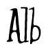 The image is a stylized text or script that reads 'Alb' in a cursive or calligraphic font.