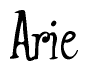 The image is a stylized text or script that reads 'Arie' in a cursive or calligraphic font.