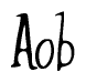 The image is of the word Aob stylized in a cursive script.