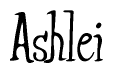 The image is a stylized text or script that reads 'Ashlei' in a cursive or calligraphic font.