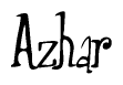 The image is of the word Azhar stylized in a cursive script.