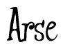 The image is of the word Arse stylized in a cursive script.
