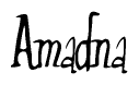 The image is of the word Amadna stylized in a cursive script.