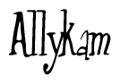 The image contains the word 'Allykam' written in a cursive, stylized font.