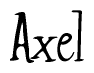 The image contains the word 'Axel' written in a cursive, stylized font.