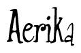 The image is a stylized text or script that reads 'Aerika' in a cursive or calligraphic font.
