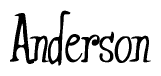 The image is a stylized text or script that reads 'Anderson' in a cursive or calligraphic font.