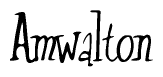 The image is of the word Amwalton stylized in a cursive script.
