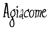 The image is of the word Agiacome stylized in a cursive script.