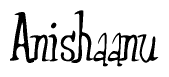 The image is a stylized text or script that reads 'Anishaanu' in a cursive or calligraphic font.
