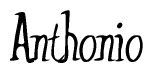 The image is a stylized text or script that reads 'Anthonio' in a cursive or calligraphic font.