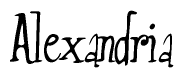 The image is a stylized text or script that reads 'Alexandria' in a cursive or calligraphic font.