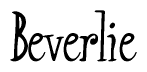 The image is a stylized text or script that reads 'Beverlie' in a cursive or calligraphic font.