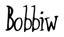 The image is a stylized text or script that reads 'Bobbiw' in a cursive or calligraphic font.