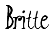 The image is a stylized text or script that reads 'Britte' in a cursive or calligraphic font.