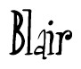 The image contains the word 'Blair' written in a cursive, stylized font.