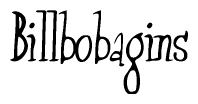 The image contains the word 'Billbobagins' written in a cursive, stylized font.