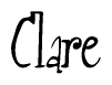 The image is a stylized text or script that reads 'Clare' in a cursive or calligraphic font.