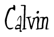 The image is of the word Calvin stylized in a cursive script.