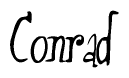 The image is of the word Conrad stylized in a cursive script.
