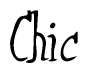 The image is a stylized text or script that reads 'Chic' in a cursive or calligraphic font.