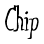 The image is of the word Chip stylized in a cursive script.