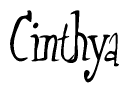 The image is a stylized text or script that reads 'Cinthya' in a cursive or calligraphic font.